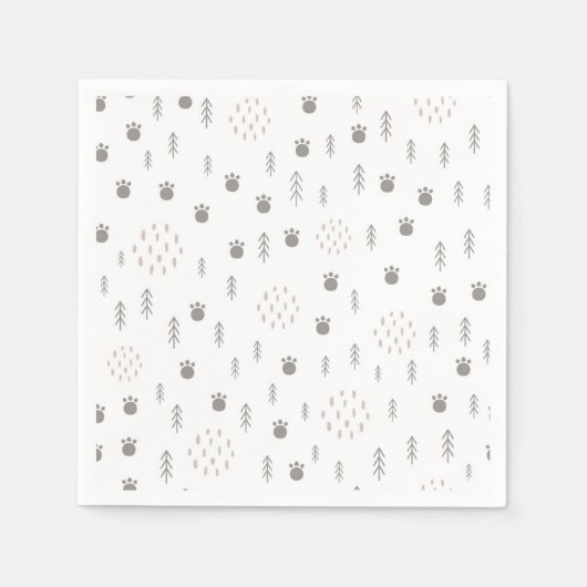 かわいいウッドランド動物のトラックパターン スタンダードカクテルナプキン (正面)