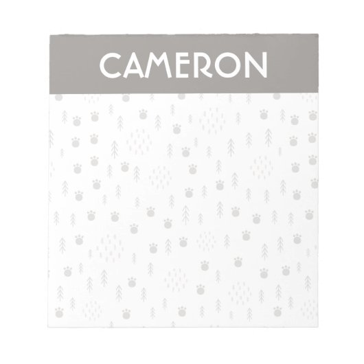 かわいいウッドランド動物のトラックパターン ノートパッド (正面)