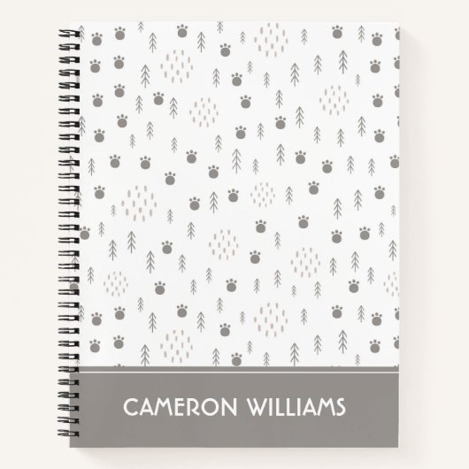 かわいいウッドランド動物のトラックパターン ノートブック (正面)