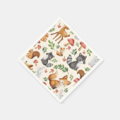 かわいいウッドランド動物のパーティーナプキン – ベビーシャワー スタンダードカクテルナプキン (角)