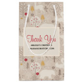 かわいいウッドランド動物の北欧パターンありがとう スモールペーパーバッグ (裏面)