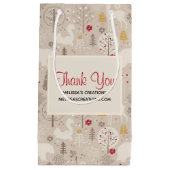 かわいいウッドランド動物の北欧パターンありがとう スモールペーパーバッグ (正面)