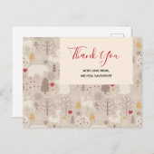 かわいいウッドランド動物の北欧パターンありがとう ポストカード (正面/裏面)