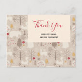 かわいいウッドランド動物の北欧パターンありがとう ポストカード (正面)