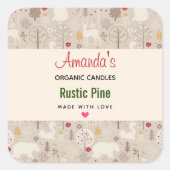 かわいいウッドランド動物の北欧パターンキャンドル スクエアシール (正面)