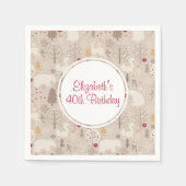 かわいいウッドランド動物の北欧パターン誕生日 スタンダードカクテルナプキン (正面)