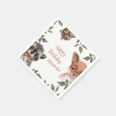 かわいいウッドランド動物の子どもの誕生日パーティー スタンダードカクテルナプキン (角)