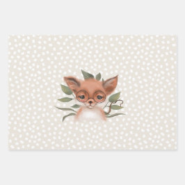 かわいいウッドランド動物の子ども物語テーマ ラッピングペーパーシート