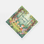 かわいいウッドランド動物の子ども誕生日 スタンダードランチョンナプキン (角)