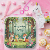 かわいいウッドランド動物の子ども誕生日 ペーパープレート (パーティー)