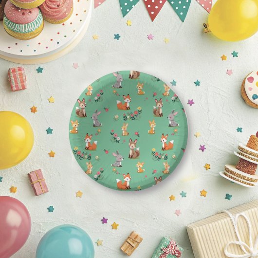 かわいいウッドランド動物の子ども誕生日 ペーパーボウル