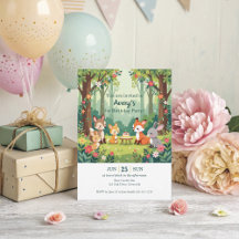 かわいいウッドランド動物の子ども誕生日