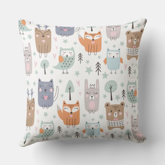 かわいいウッドランド動物の枕、赤ちゃんシャワーの贈り物 クッション (裏面)