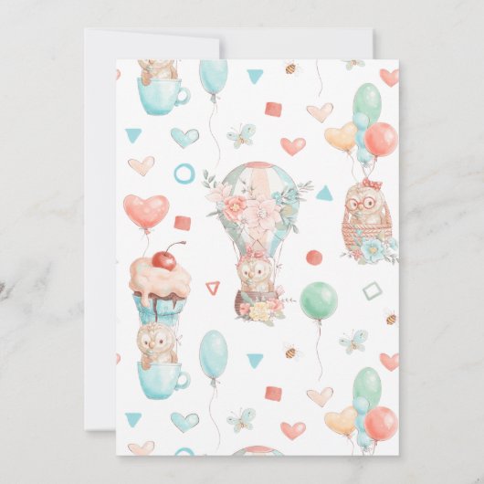 かわいいウッドランド動物の水彩誕生日for Girl 招待状 (裏面)