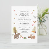かわいいウッドランド動物の男の子の赤ちゃんシャワー 招待状 (スタンド正面)