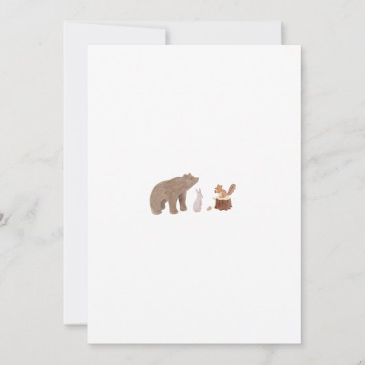 かわいいウッドランド動物の男の子の赤ちゃんシャワー 招待状 (裏面)