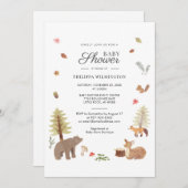 かわいいウッドランド動物の男の子の赤ちゃんシャワー 招待状 (正面/裏面)