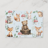 かわいいウッドランド動物の男の子シャワーベビー エンクロージャーカード (裏面)