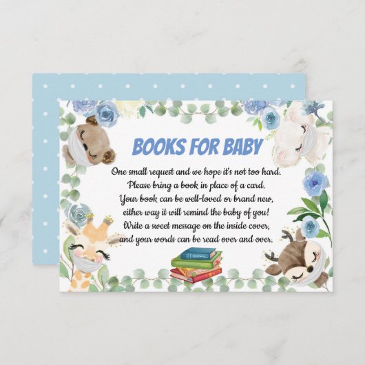 かわいいウッドランド動物の男の赤ちゃんブックリクエストカード エンクロージャーカード (正面/裏面)