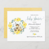 かわいいウッドランド動物の緑の予算ベビーシャワー (正面/裏面)