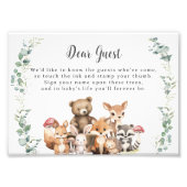 かわいいウッドランド動物の緑の拇印 フォトプリント (正面)