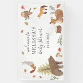 かわいいウッドランド動物の緑の赤ちゃんシャワーへようこそ 横断幕 (縦)