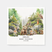 かわいいウッドランド動物の緑の赤ちゃんシャワー スタンダードカクテルナプキン (正面)