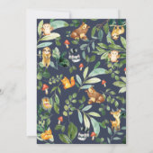 かわいいウッドランド動物の緑1歳の誕生日パーティー サンキューカード (裏面)