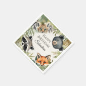 かわいいウッドランド動物の誕生日パーティー スタンダードカクテルナプキン (角)