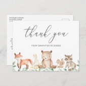 かわいいウッドランド動物の赤ちゃんシャワーありがとう ポストカード (正面/裏面)