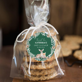 かわいいウッドランド動物の赤ちゃんシャワーありがとう ラウンドシール