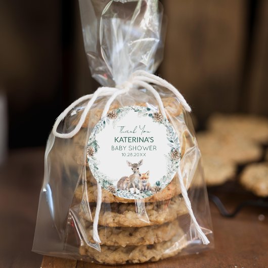 かわいいウッドランド動物の赤ちゃんシャワーありがとう ラウンドシール