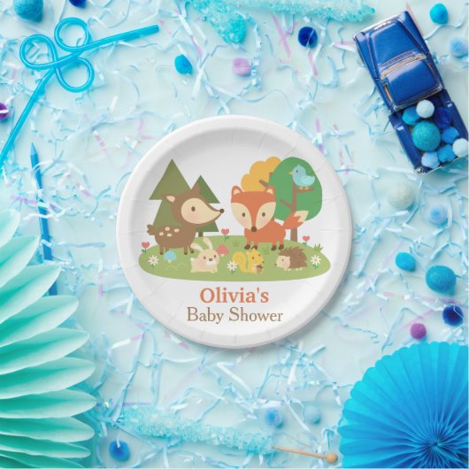 かわいいウッドランド動物の赤ちゃんシャワーパーティー用品 ペーパープレート (パーティー)