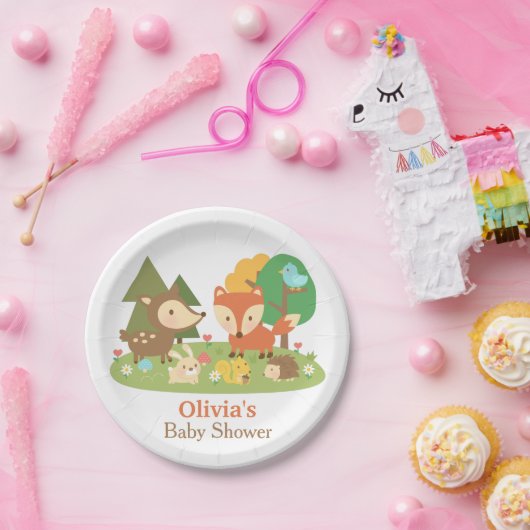 かわいいウッドランド動物の赤ちゃんシャワーパーティー用品 ペーパープレート (パーティー)