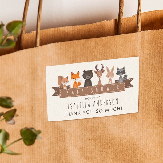 かわいいウッドランド動物の赤ちゃんシャワー |ありがとうございます 長方形シール