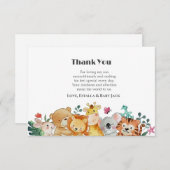 かわいいウッドランド動物の赤ちゃんシャワー サンキューカード (正面/裏面)