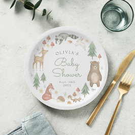 かわいいウッドランド動物の赤ちゃんシャワー ペーパープレート