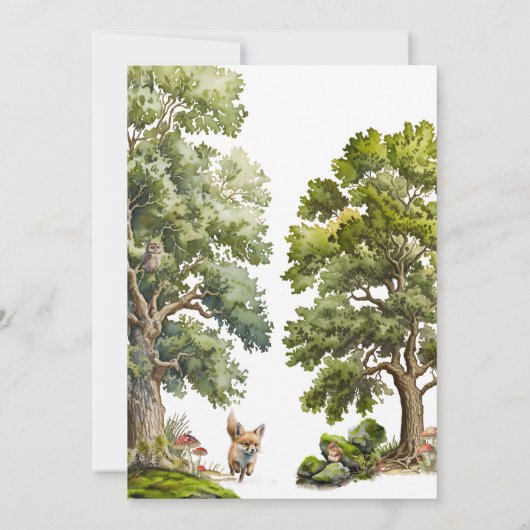 かわいいウッドランド動物の赤ちゃんシャワー 招待状 (裏面)