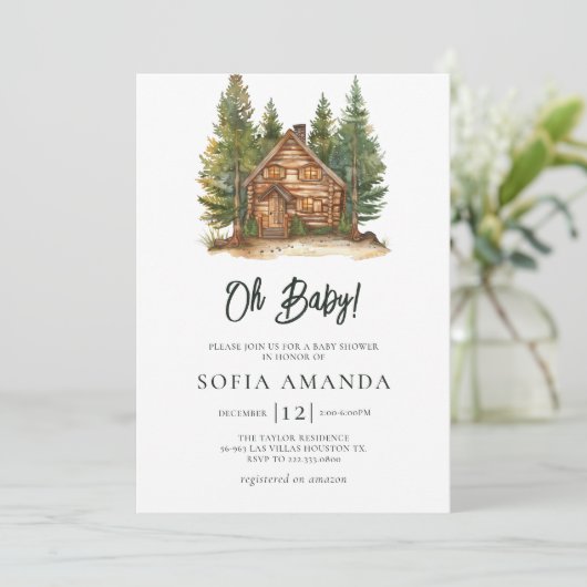 かわいいウッドランド動物の赤ちゃんシャワー 招待状 (スタンド正面)