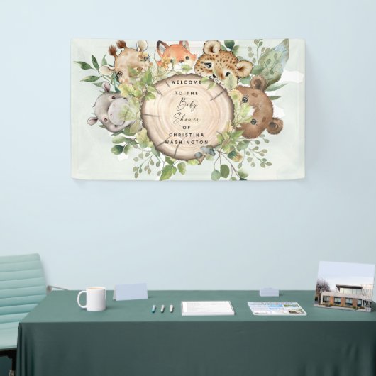 かわいいウッドランド動物の赤ちゃんシャワー 横断幕 (トレードショー)
