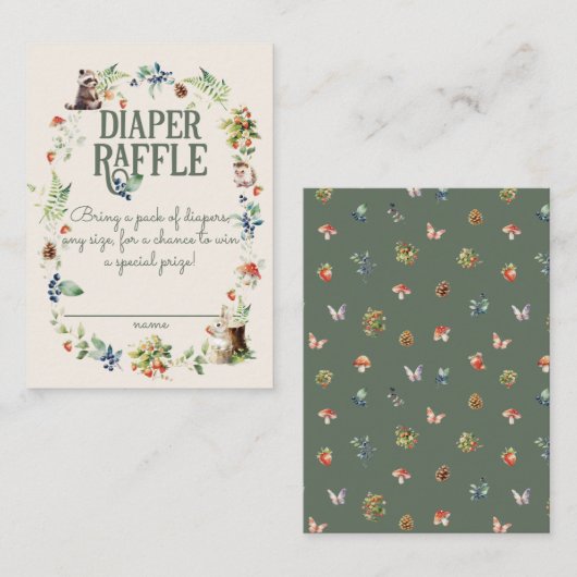 かわいいウッドランド動物アドベンチャーニュートラルベビーシャワー エンクロージャーカード (正面/裏面)
