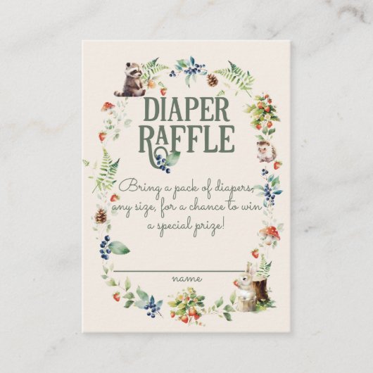 かわいいウッドランド動物アドベンチャーニュートラルベビーシャワー エンクロージャーカード (正面)