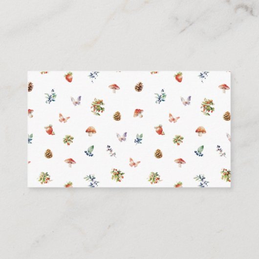 かわいいウッドランド動物アドベンチャーニュートラルベビーシャワー エンクロージャーカード (裏面)