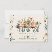 かわいいウッドランド動物アドベンチャーニュートラルベビーシャワー サンキューカード (正面)