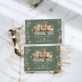 かわいいウッドランド動物アドベンチャーニュートラルベビーシャワー サンキューカード