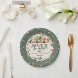 かわいいウッドランド動物アドベンチャーニュートラルベビーシャワー ペーパープレート