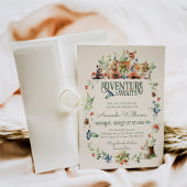 かわいいウッドランド動物アドベンチャーニュートラルベビーシャワー 招待状