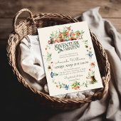 かわいいウッドランド動物アドベンチャーニュートラルベビーシャワー 招待状