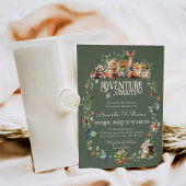 かわいいウッドランド動物アドベンチャーニュートラルベビーシャワー 招待状