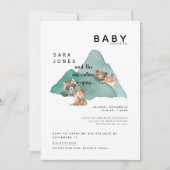 かわいいウッドランド動物アドベンチャーベビーシャワー 招待状 (正面)